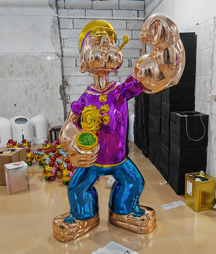 Chrome Popeye Sculpture