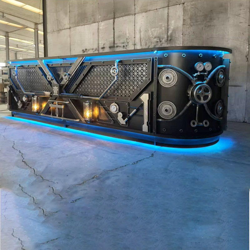 Steampunk Retro Metal LED Light Bar Table Reception Desk